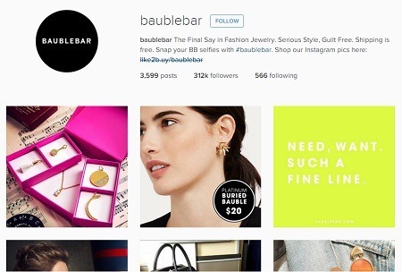 Instagram marketing BaubleBar