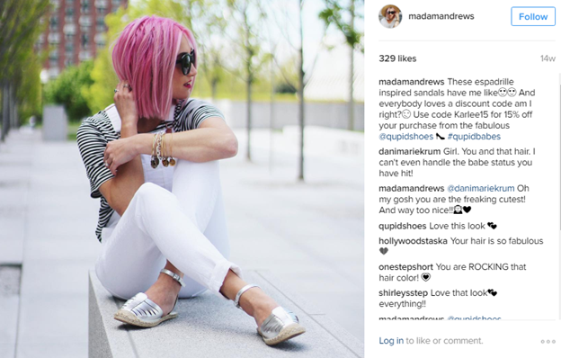 Instagram influencer offering promo code