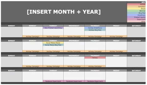 Editorial Calendar Example from HubSpot
